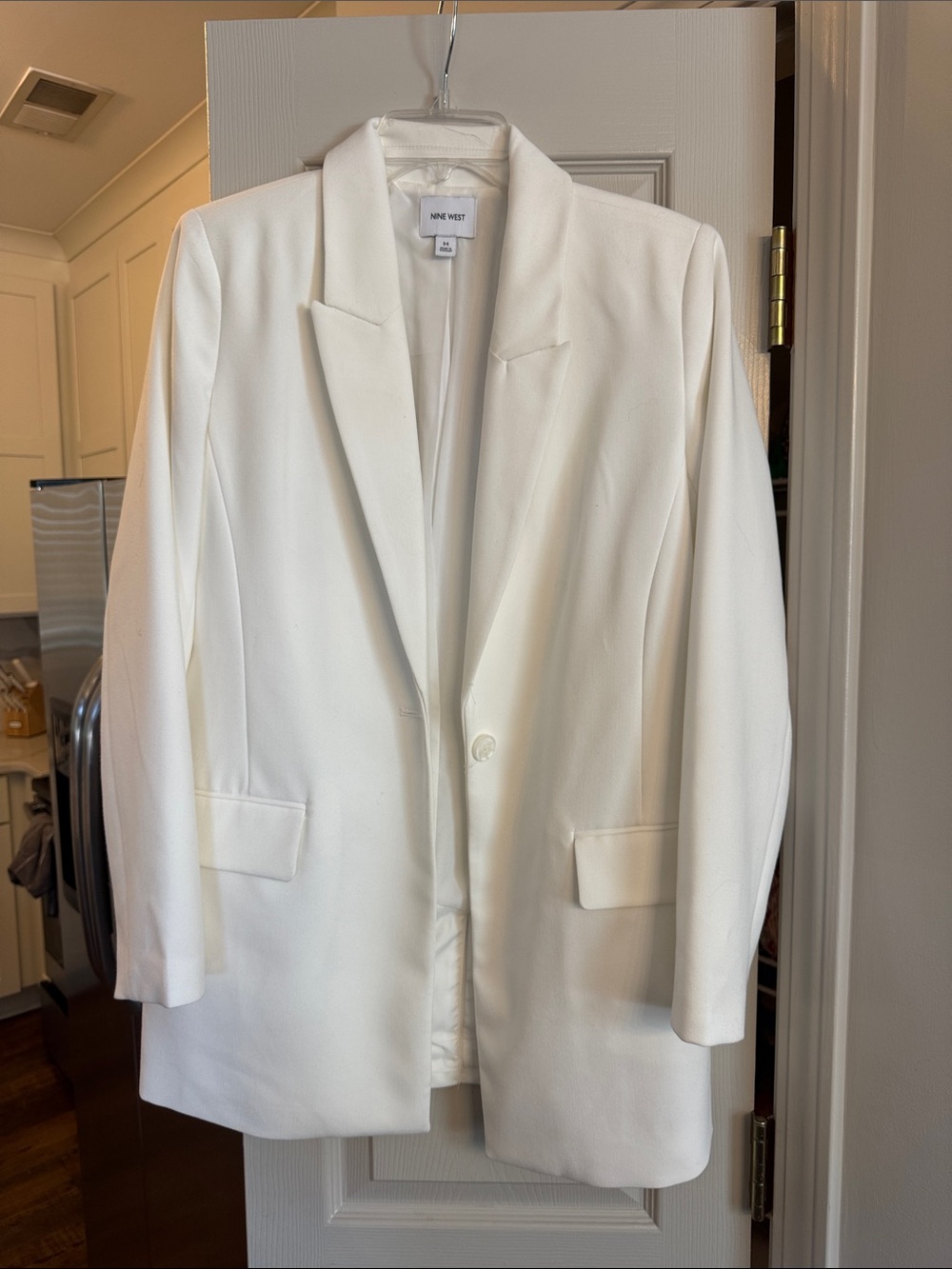 Nine West Cream Single-Button Longline Blazer